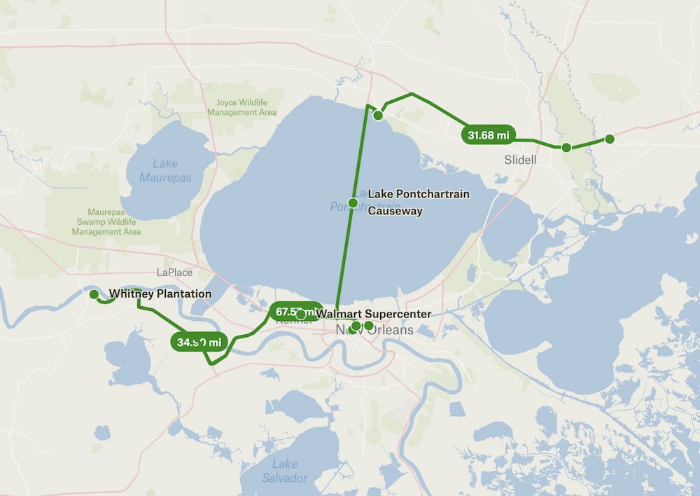 New Orleans to Mississippi Welcome Center