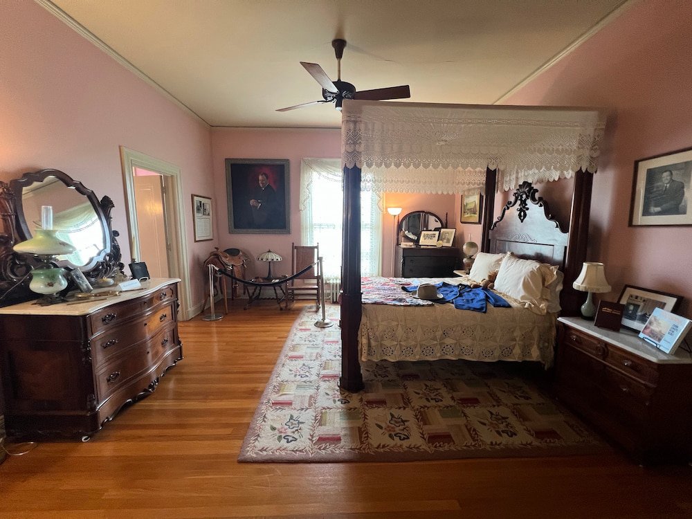 One of the bedrooms in the mansion