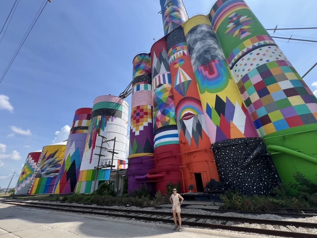 Shine Bright Saginaw Mural Project with Lisette for scale