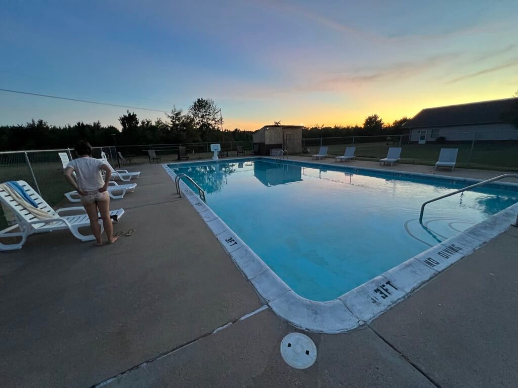 Sunset dip in the pool
