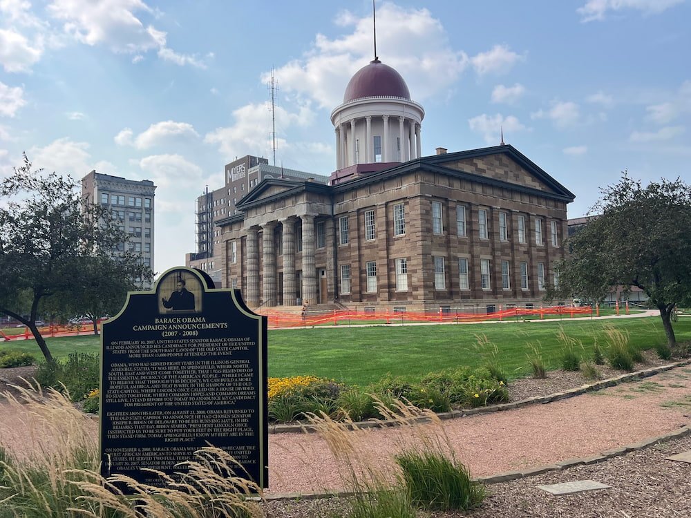 This is the spot where Obama announced he was running for president in 2007