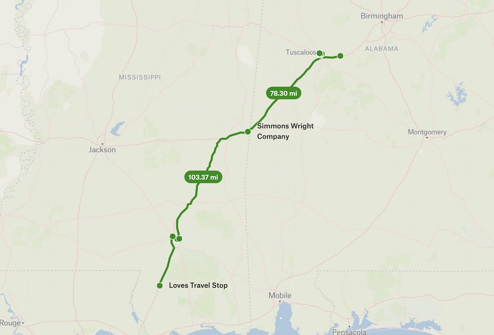 Tuscaloosa to Near Poplarville