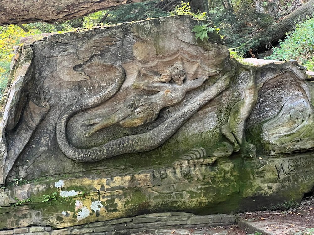 Close up of the carving