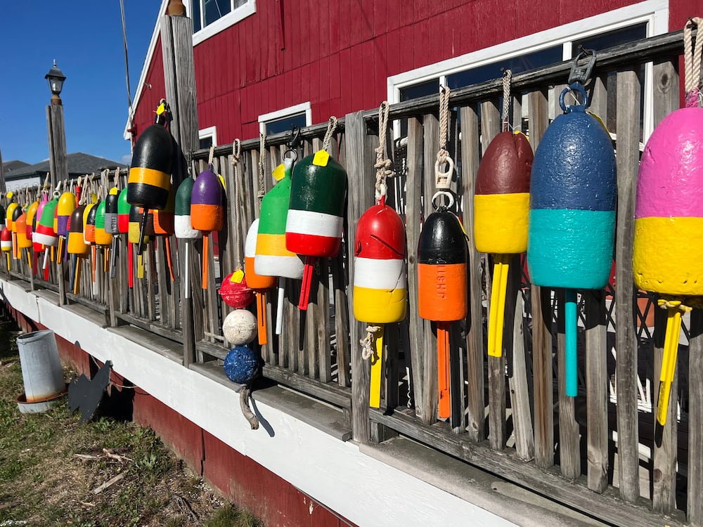 Colorful lobster trap floats