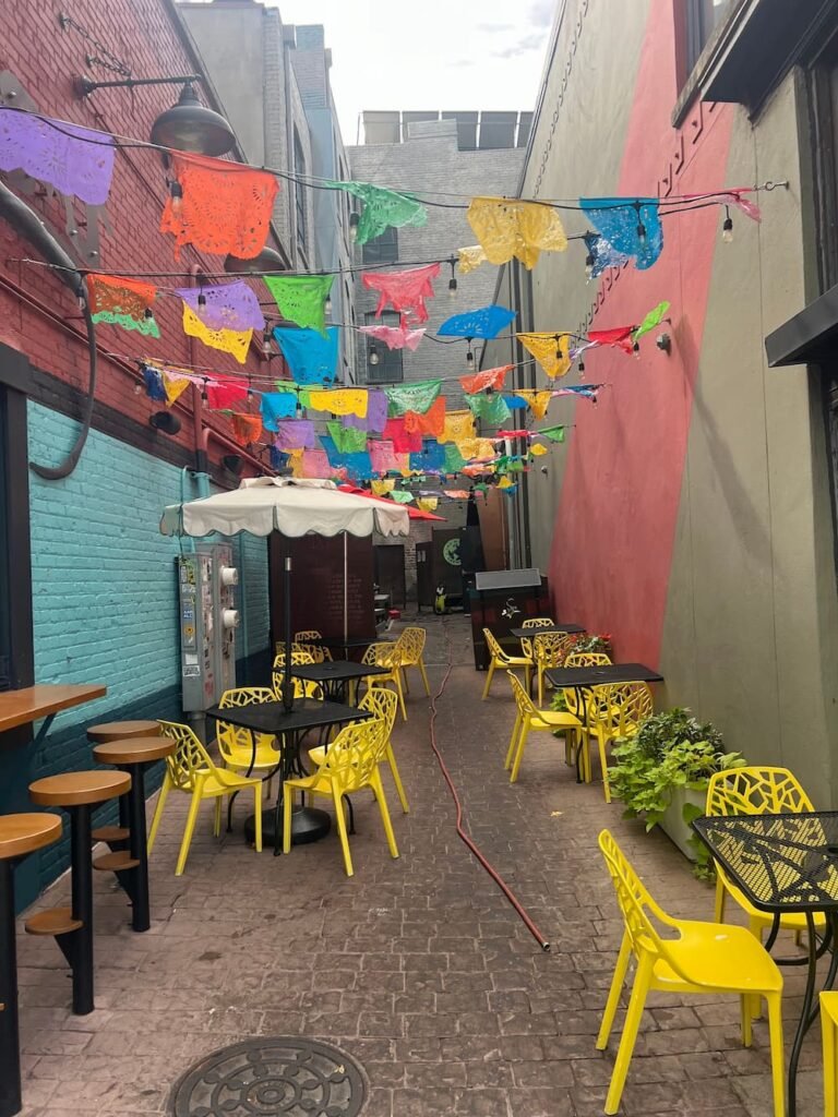 Cute alley with a Mexican restaurant