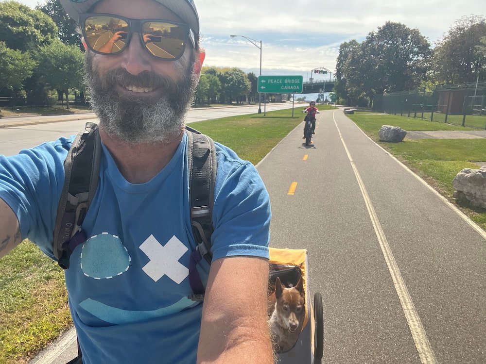 Everyone looking happy on the bikes