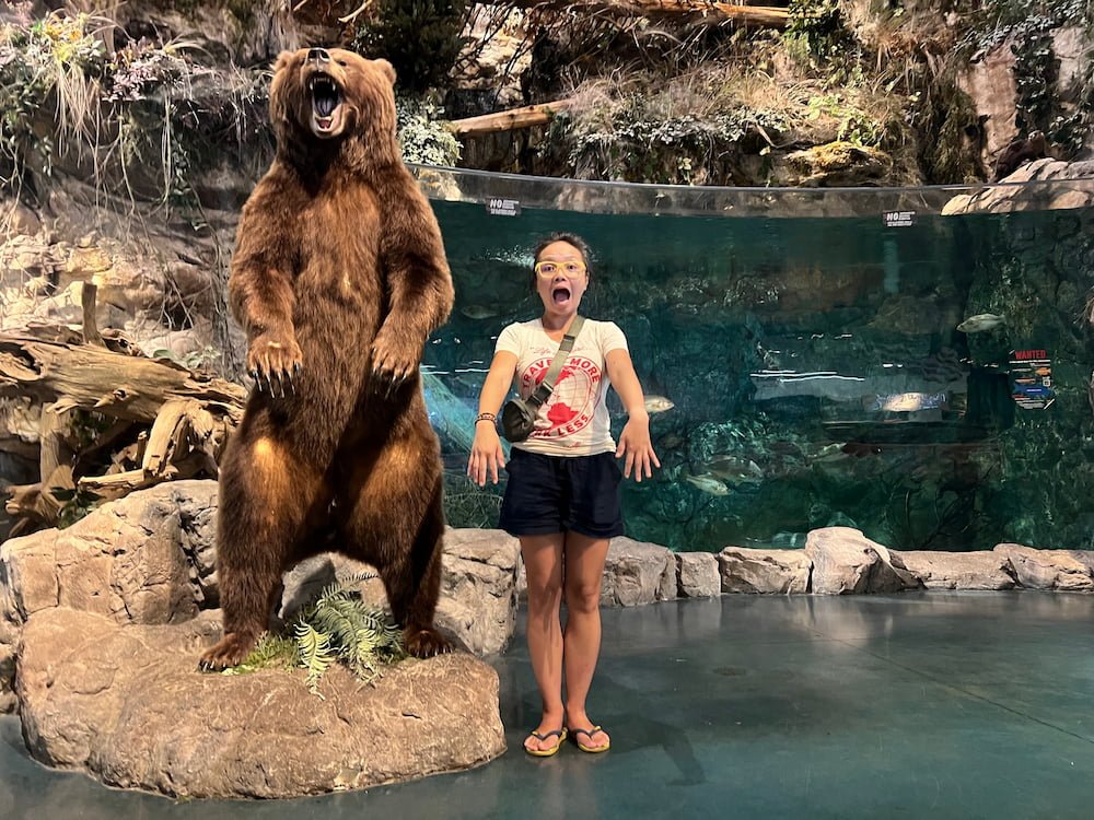 Lisette doing her best brown bear impression