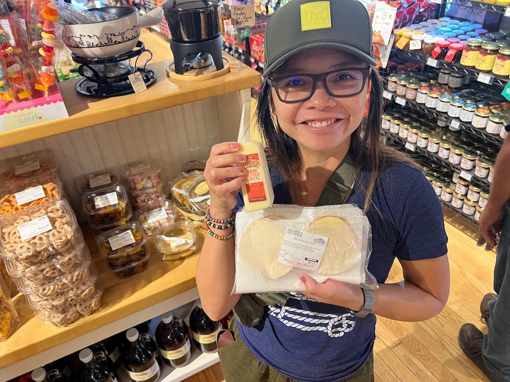 Lisette with some of our cheese haul