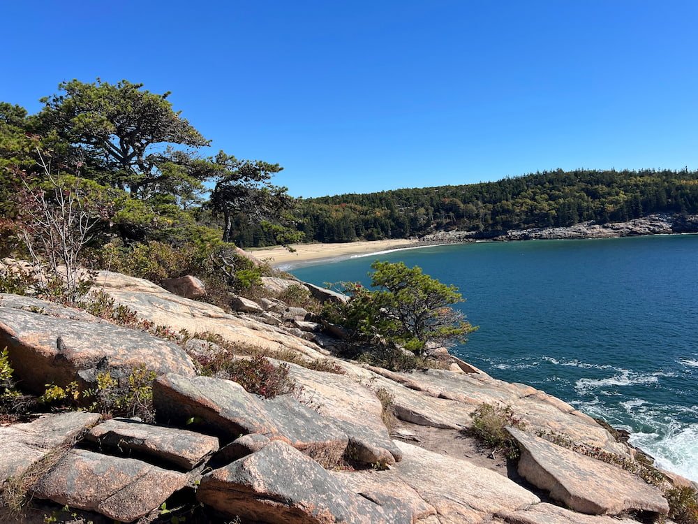 Looking back to the beach