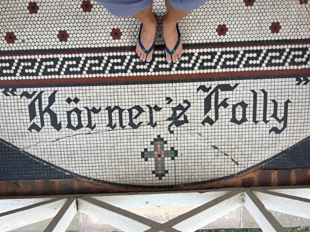Mosaic tiles on the front porch
