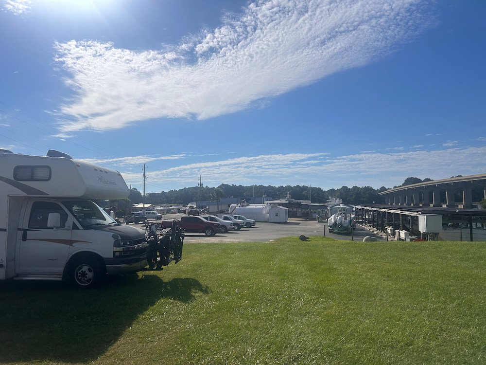 Our parking spot for the night at Pelican Reef Marina