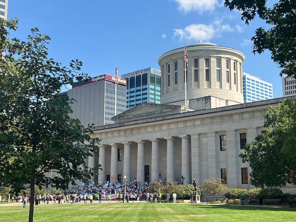 Protestors at the State Capitol building