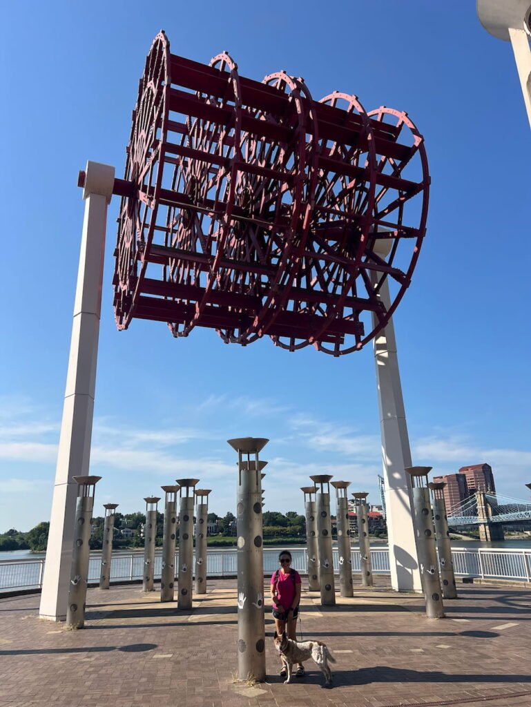 Red paddle wheel from the American Queen riverboat