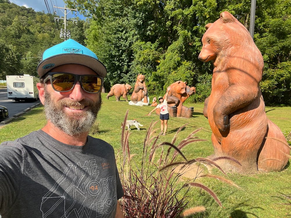 Selfie with Bear Sculptures