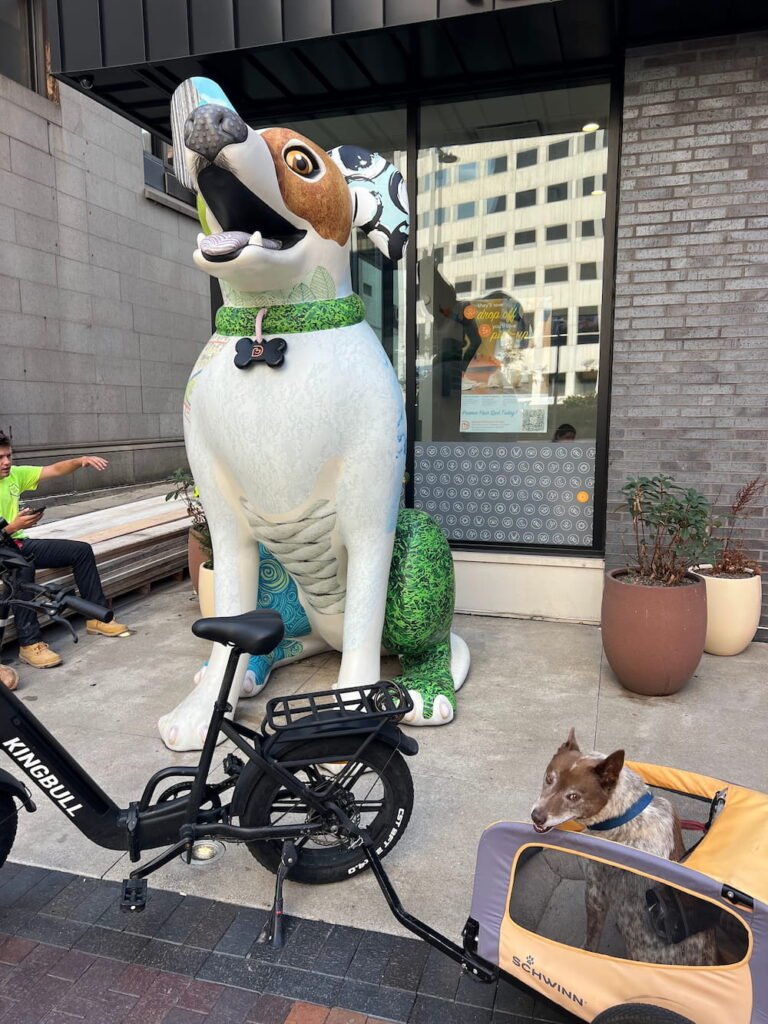 Sheila looking chuffed by the giant dog