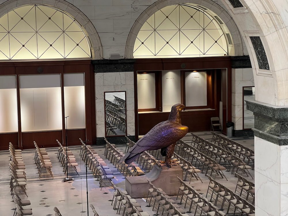 A giant eagle inside the Wanamaker Building