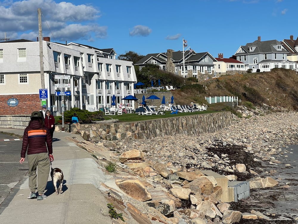 A rocky section of Ogunquit Beach