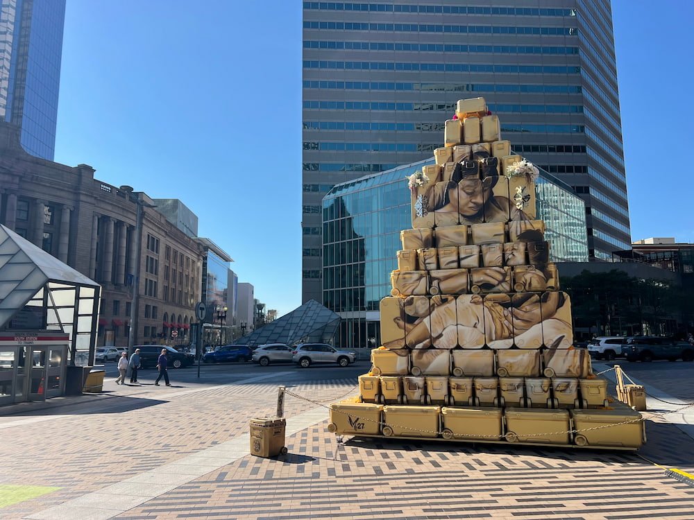 Artpiece made from suitcases