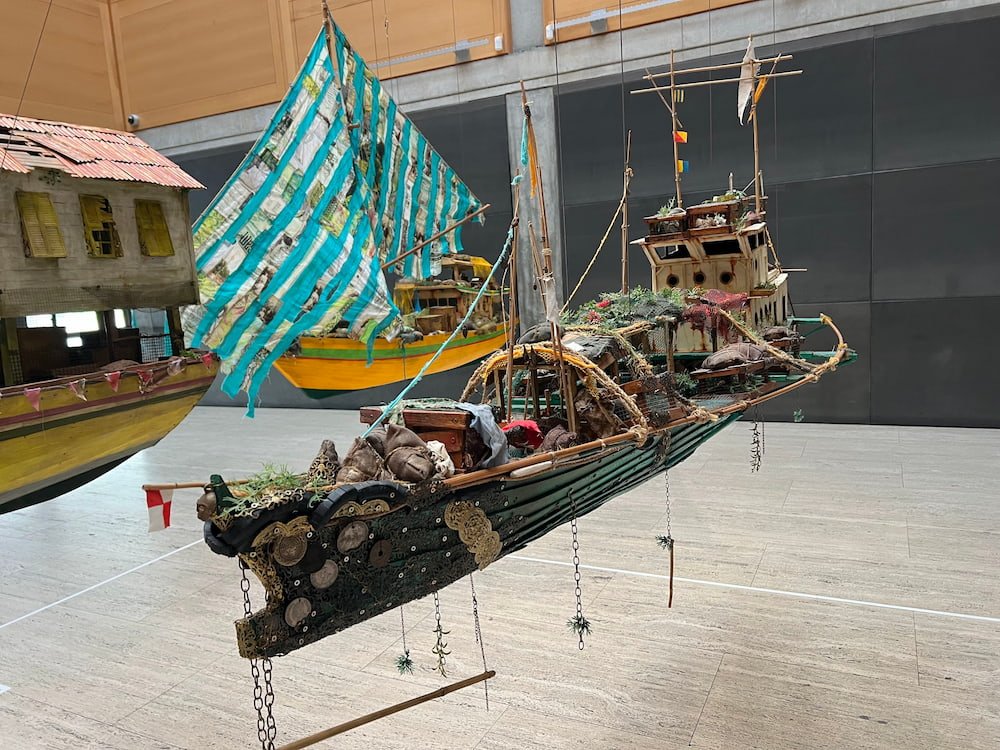 Boats hanging in the Yale University Art Gallery