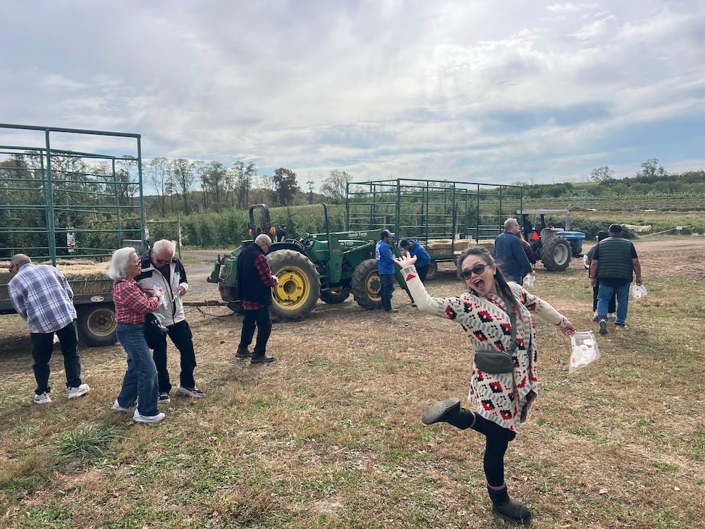 Lisette excited to pick apples