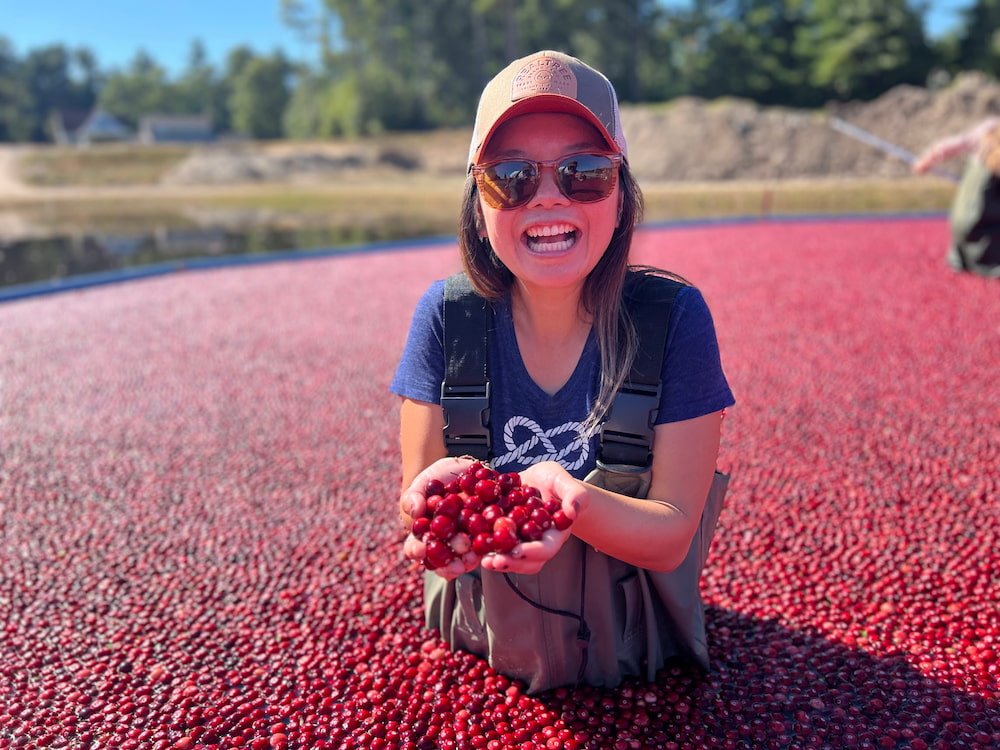 Lisette in the cranberry pond