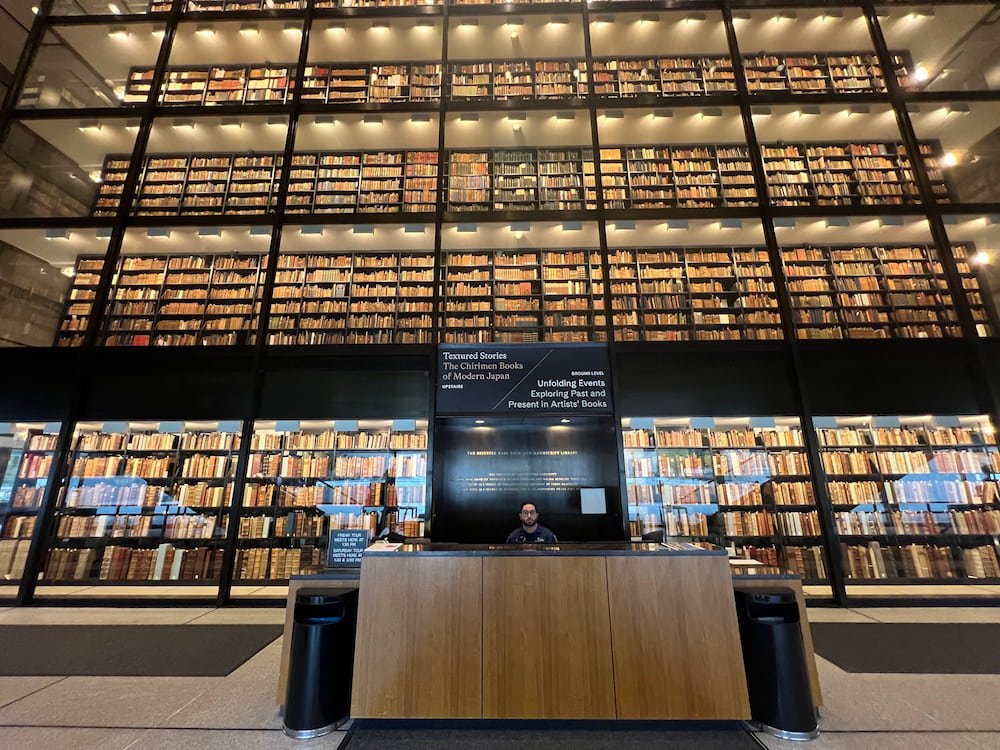 Our first view of the towering books