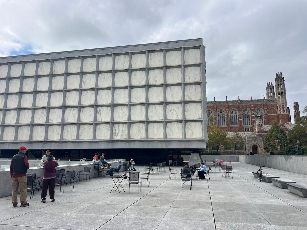Outside the Beinecke Rare Book and Manuscript Library