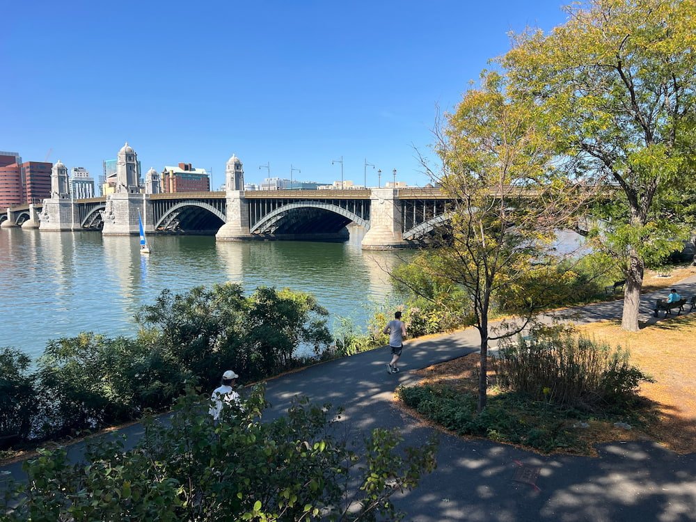 People running along the waterfront