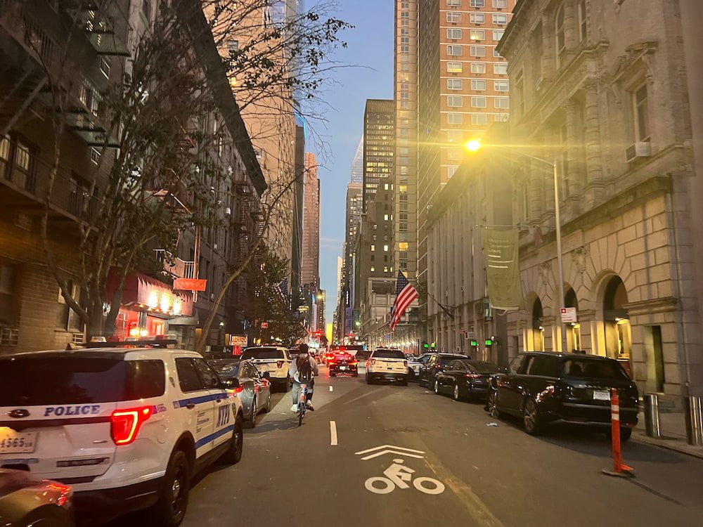 Riding through Manhattan at night