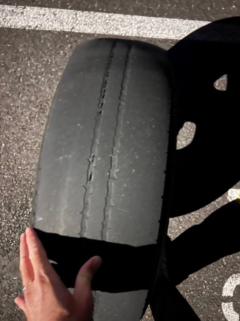This is how bald our tire was that we had to replace