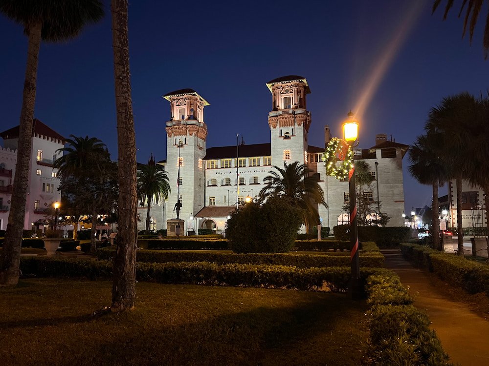 Another building lit for the night