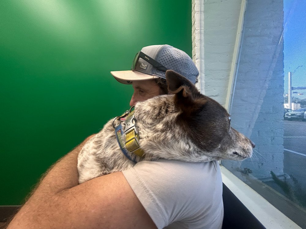 Comforting hug from dad