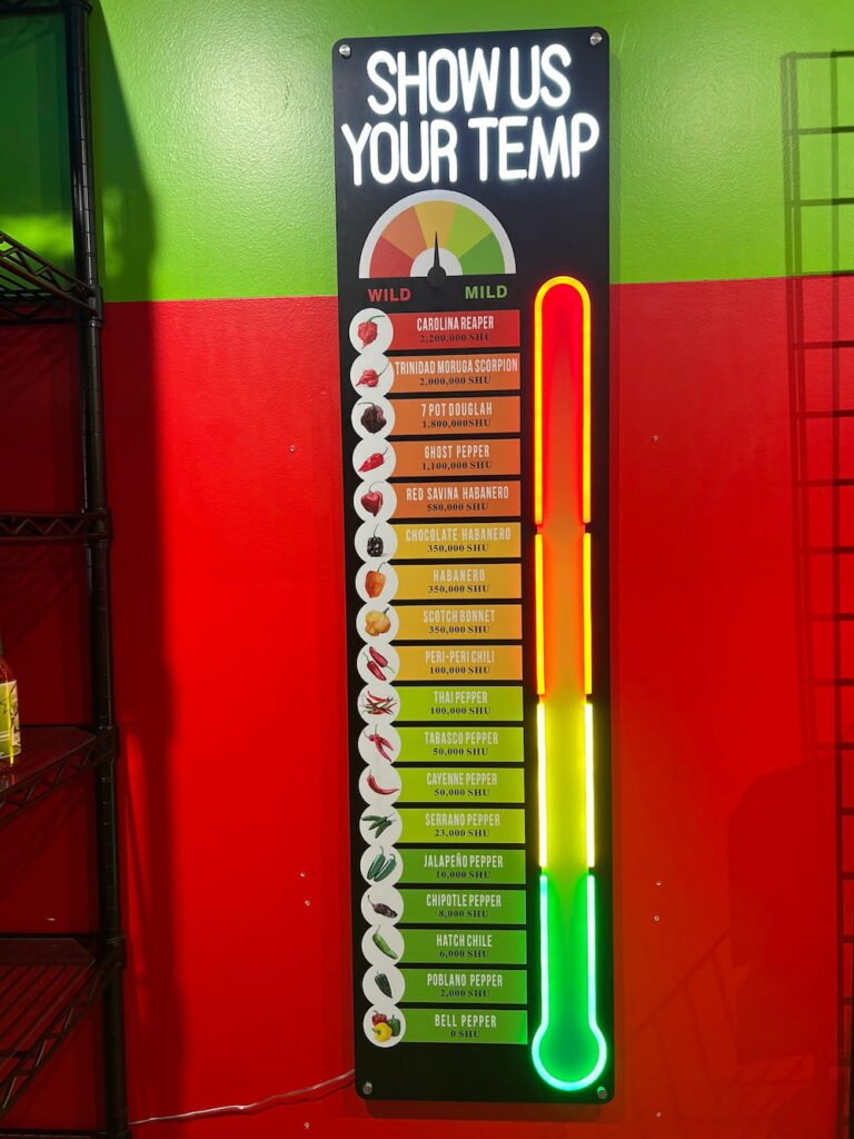Heat scale for the hot sauces