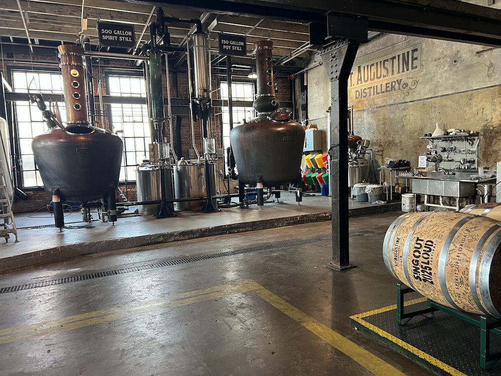 Huge vats inside the distillery