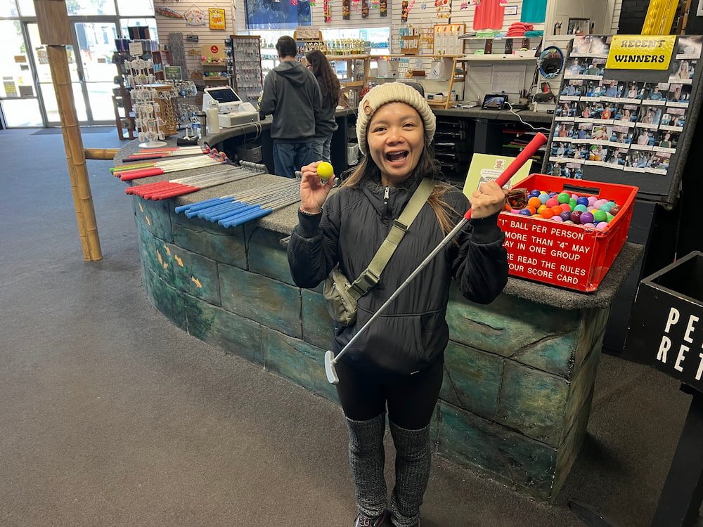 Lisette ready for a round of mini golf