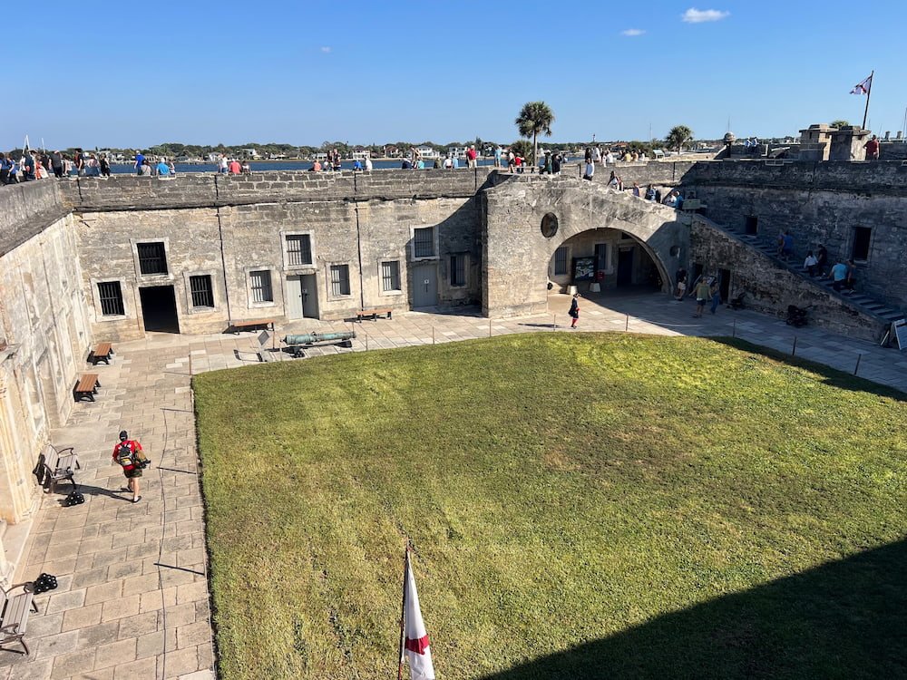 Looking down into the courtyard of the fort