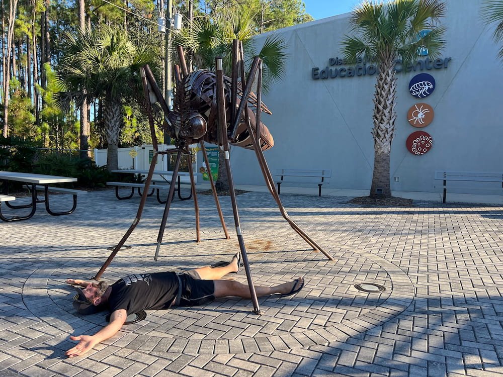 Michael being attacked by a giant mosquito
