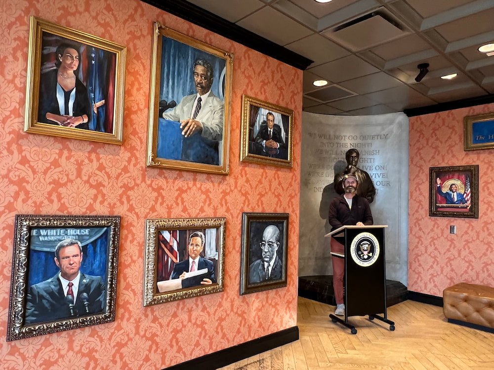 Michael on the podium at the Hall of Presidents