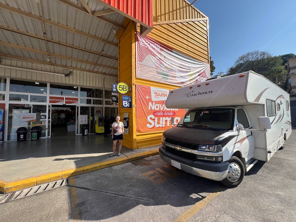 Parked at the supermercado