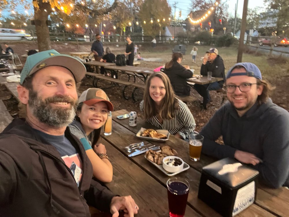 Selfie with Hannah and Joe at dinner