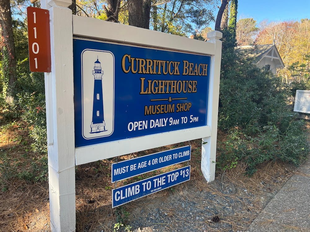 Sign for the Currituck Beach Lighthouse