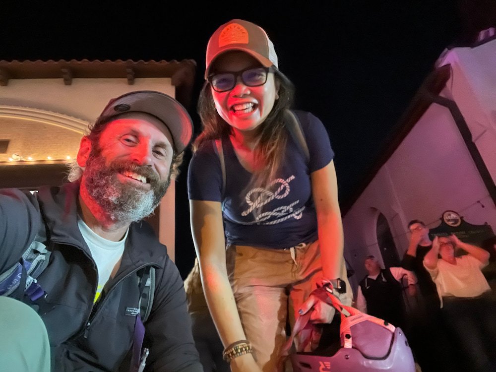 Waiting by the side of the road for them to officially turn on the lights