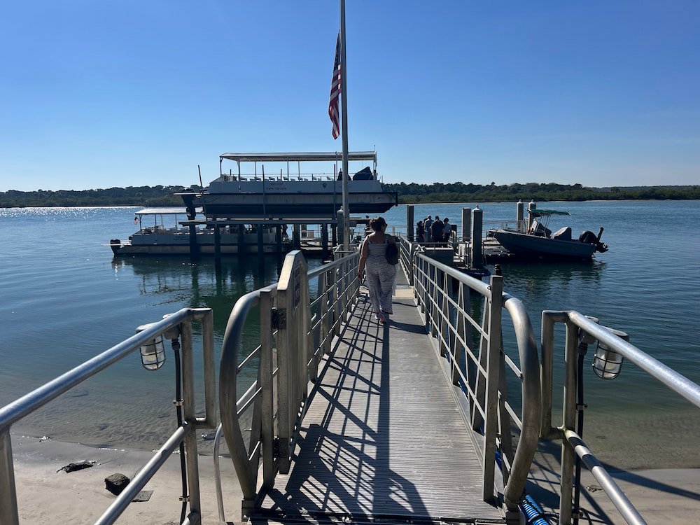Boarding the boat to the fort