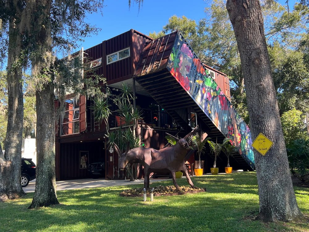 Side of the house with the artwork